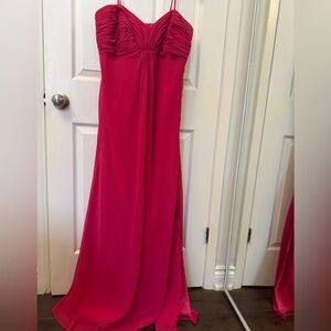 David's Bridal Spaghetti Strap Red Maxi Dress